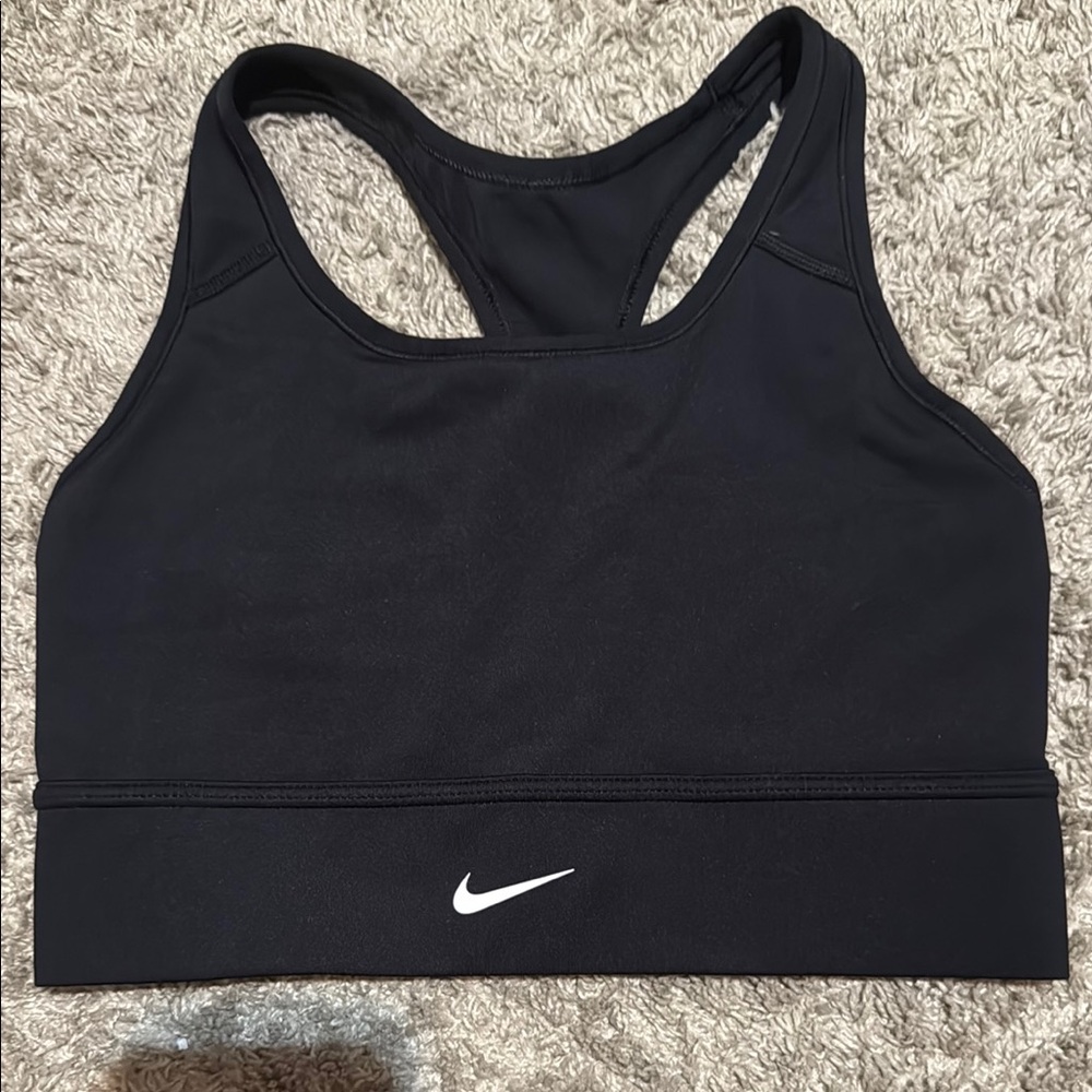 Nike Women's Black Sports Bra with White Logo
